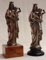 NOTRE DAME de la GARDE. 2 statuettes en bronze argenté,...