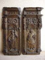 2 PANNEAUX de tabernacle en bois sculpté peint et doré...