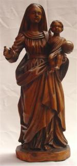 VIERGE à L'ENFANT, bois sculpté. Haut. 49 cm. (accdts).