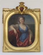 École FRANÇAISE du milieu du XVIIIème. Portrait de femme à...
