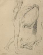 Edgar DEGAS (Paris, 1834-1917)Etude d'homme et de draperies.Crayon noir.23,5 x...