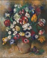 Paul-Élie GERNEZ (1888-1948)Bouquet de fleurs. Pastel sur papier. Signé en...