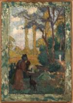 Henri LEBASQUE (1865-1937)Femme et enfants dans un parc.Vers 1900.Toile, signée...