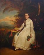 École FRANÇAISE vers 1850. Portrait de jeune fille à la...