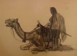 JOUVE Paul (1878 - 1973). Bédouin et son chameau.Encre noire...