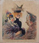 LÉANDRE Charles (1862-1930)." Le théâtre ". Aquarelle gouachée. Signée en...