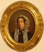 École FRANCAISE du milieu du XIXème.Portrait de femme.Pastel.Ovale 26 x...