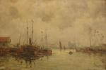 BERTHY (XIXème)Vues de port.Paire d'huiles sur toile.24 x 35 cm....