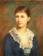 PARROT Philippe.Portrait de Mademoiselle Philiberte-Marie-Madeleine Dessaignes (1863-1881) fille des précédents.Huile...