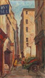 RICHARD Édouard (1833-?)"Paris, la rue de Venise en 193?". Huile...