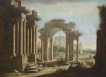 Raffaelo RINALDI (Modène 1648 - 1722)Paysage de ruines romaines.L'Hercule Farnèse...