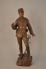 Charles ANFRIE (1833-1905). Sur la brèche. Bronze à patine dorée....