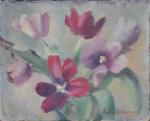Julia WORSWICK (née à Sébastopol, Russie en 1913)Tulipes. Huile sur...
