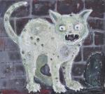 Pierre GRIMMLe chat.Huile sur panneau.64 x 71 cm.