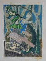 Jacques CHAPIRO (1887-1972)Composition aux animauxTechnique mixte sur carton, dédicacée à...