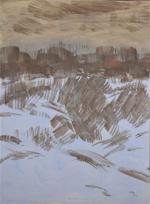 Boris POUSTOCHKINE Paysage.Gouache aquarellée sur papier cartonné.32 x 23,5 cm.