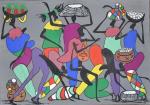 Marcel GOTENE (né en 1939) Marché africain Huile signée et...