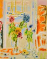 Jules CAVAILLES (1901-1975)Fleurs bleues.Gouache sur papier signé en bas à...