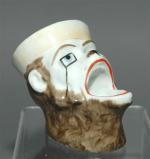 ENCRIER SIPHOÏDE en porcelaine forme de tête de singe caricature...