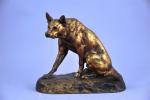 Louis RICHÉ (1877-1949)Chien-loup Bronze à patine dorée signé sur la...