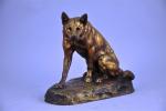 Louis RICHÉ (1877-1949)Chien-loup Bronze à patine dorée signé sur la...