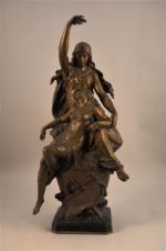 Emile Louis PICAULT (1883-1915)Nuit et Nature.Bronze à trois patines. Avec...