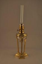 LAMPE À HUILE "MATADOR 15" en bronze et cristal taillé,...