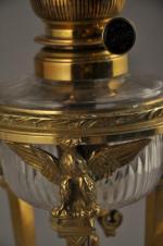 LAMPE À HUILE "MATADOR 15" en bronze et cristal taillé,...