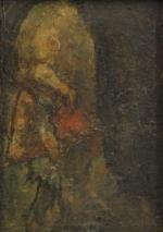 BRUNET Emile (1869-1944)Vieillard méditant.Huile sur panneau.12 x 8,5 cm (à...