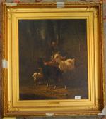 CORTES André (1810/15-1879)Bergère et son troupeau de chèvres.Huile sur toile...