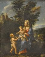 COZZA Francesco (1605-1682), attribué à.La Vierge à l'Enfant et Saint...
