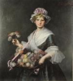 GOUGELET I. , fin XIXème.Portrait d'une jeune fille au panier...