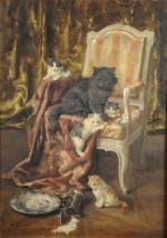 LAUR Marie-Yvonne, dit Yo (1879-1943)" La dégringolade ".Huile sur toile...
