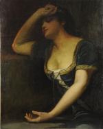 PLAUZEAU Alfred (1875-1918)Portrait de femme assoupie.Huile sur toile signée en...