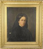 Ecole FRANÇAISE du XIXème siècle.Portrait de femme.Huile sur toile dédicacée...
