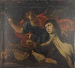 Ecole FRANÇAISE du XVIIème.L'extase de Sainte Thérèse.Huile sur toile.93 x...