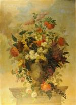 Ecole FRANÇAISE fin XIXème-début XXème.Composition florale au vase Médicis.Toile.129 x...