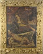 Ecole ITALIENNE du XVIIème siècle.Nativité.Huile sur toile.81 x 59,5 cm...
