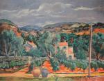 DETTHOW Eric (1888-1952)Paysage provençal aux oliviers.Huile sur isorel, signée en...