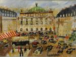 GENIN Lucien (1894-1953)Paris, place de l'Opéra.Huile et acrylique sur toile...