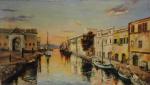 Ecole ITALIENNE de la fin du XIXème.Canal à Venise.Huile sur...
