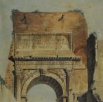 BENOIS L., XIXème.L'Arc de Vespasien et de Titus.Aquarelle signée, située...