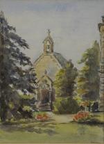 BONIJOL J., XXème.Vue d'une église et entrée d'église.Deux aquarelles signées...