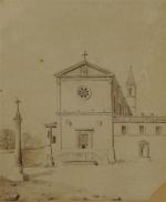 BOUET Abel (1795-1853)Eglise italienne (?)Lavis d'encre signé et daté 1824...