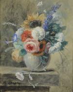 CHAPLIN Arthur (1869 - 1935)Composition de fleurs. Aquarelle signée en...