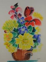 DAMON Hubert (né en 1835)Composition de fleurs.Aquarelle signée en bas...