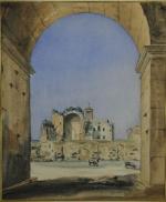 FLACHERON Alexandre Pyrrhus (?-1841) (?)Le Temple de Vénus.Aquarelle. 28 x...