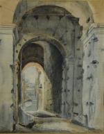 FLACHERON Alexandre Pyrrhus (?-1841) (?)Intérieur du Colisée.Aquarelle. Signée, titrée, située...