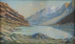 GIROUD Joseph , XIX-XXème.Vue d'un lac de montagne.Pastel signé et...