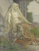 KRONBERG Julius (1850 - 1921). Kraka. Pastel signé en bas...